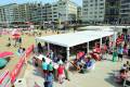 1500 Series Outdoor Shelter above a deck on a beach