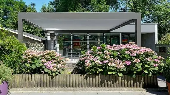 1500 Series Outdoor Shelter behind a home