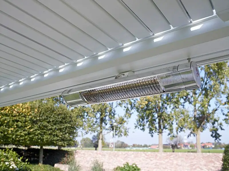 up close on the optional heater for a 2000 Series Outdoor Shelter