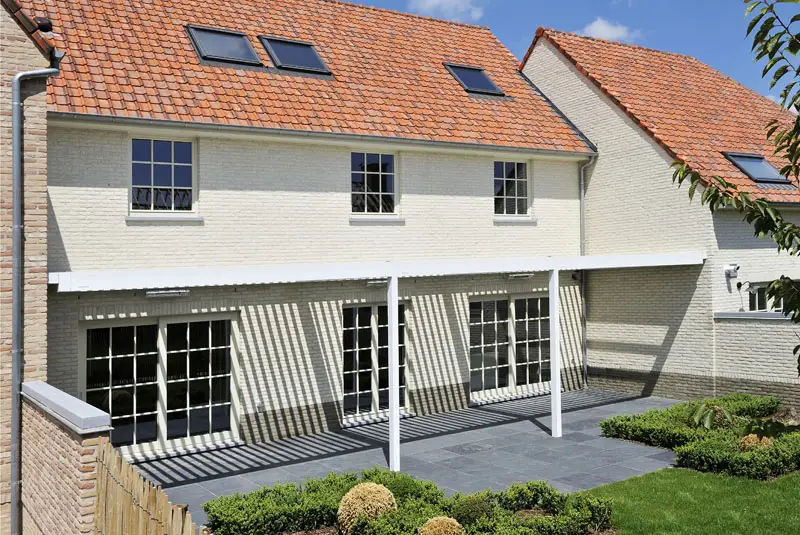 2000 Series Outdoor Shelter covering a back patio & entrance to a home