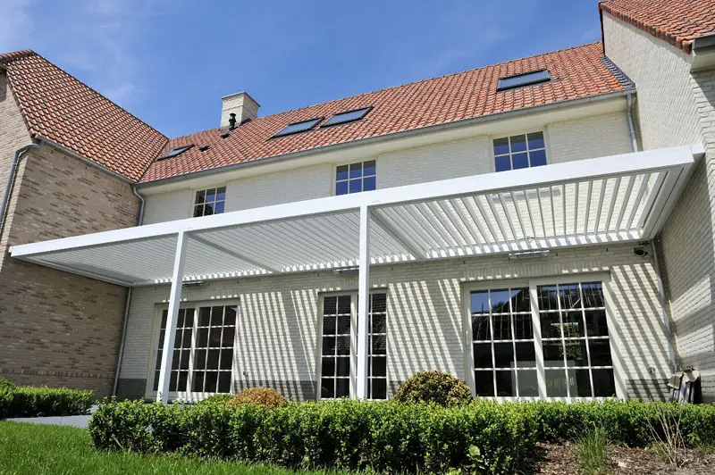 2000 Series Outdoor Shelter covering a back patio & entrance to a home