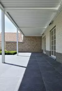2000 Series Outdoor Shelter covering a back patio & entrance to a home