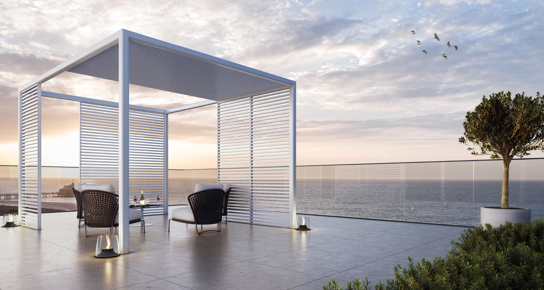 Aluminium pergolas for terraces and hospitality