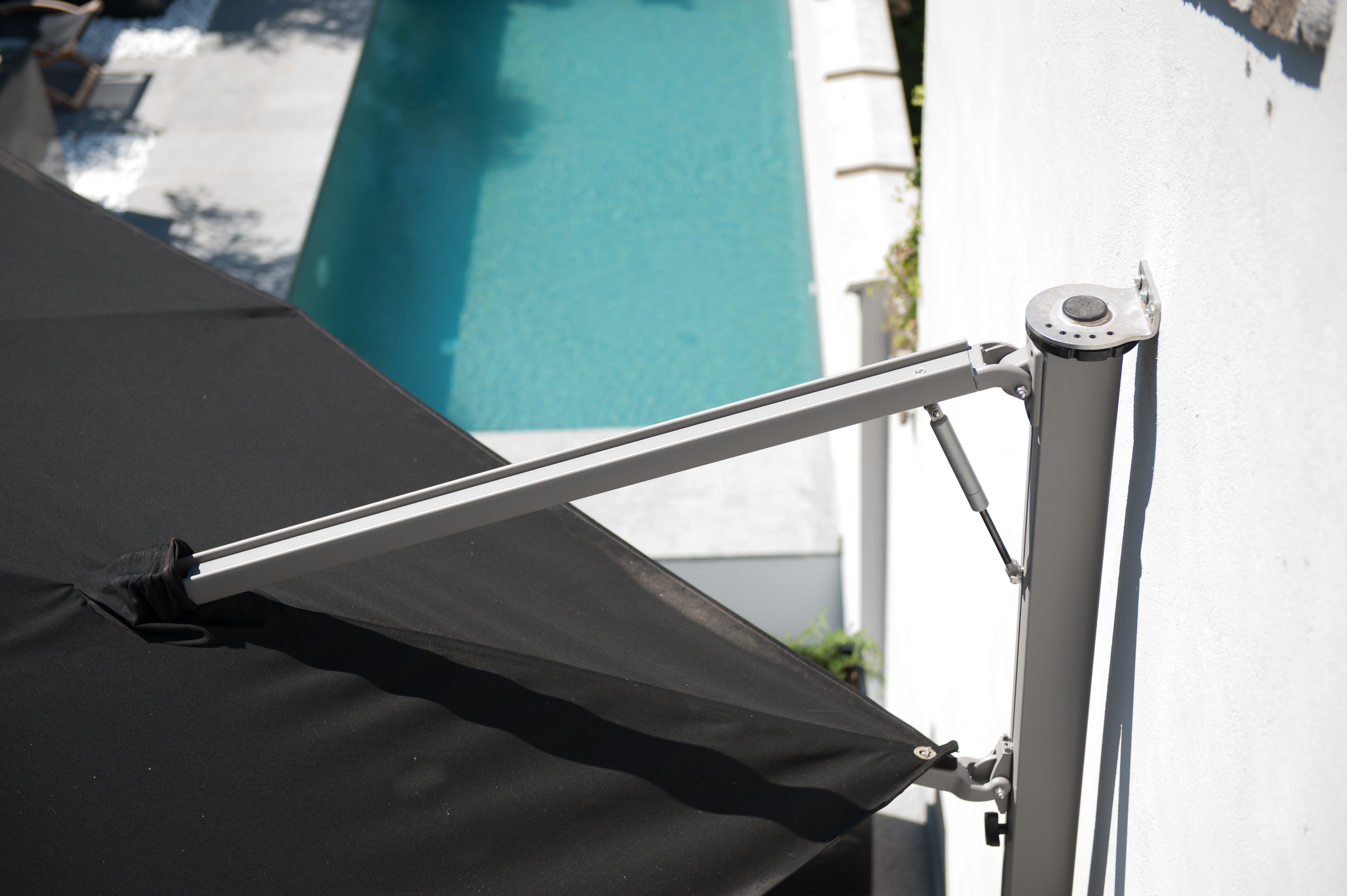 wall attached commercial cantilevered umbrella mount