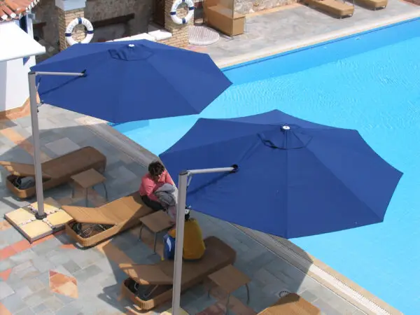 single shade commercial cantilevered pool umbrellas